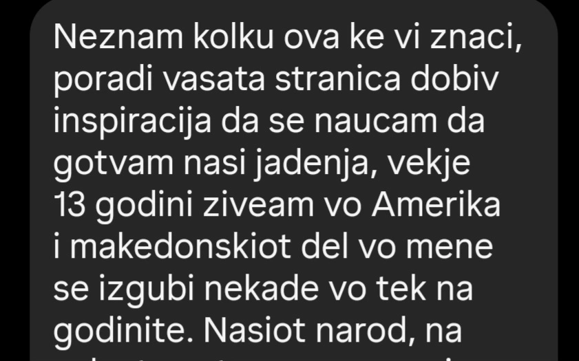 Macedonian home cooking — testimonial 6